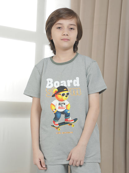 Casual T-Shirt for Boys l Breathable & Soft with Color Fastness Regular Fit Round Neck Polycotton Fabric Printed Pattern