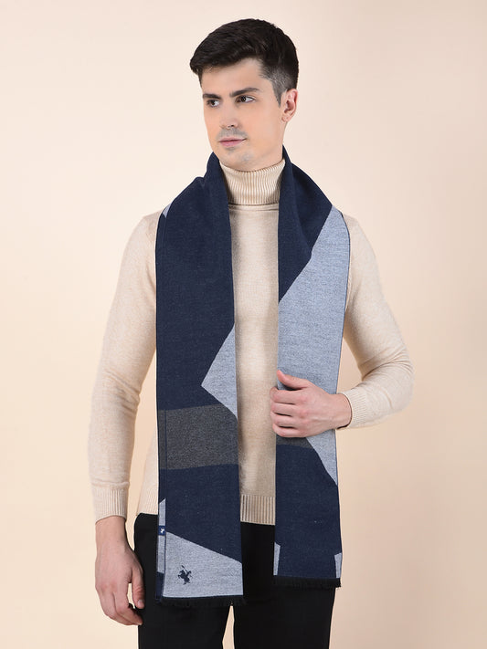 Men Navy Checkered Winter Warm Casual Muffler