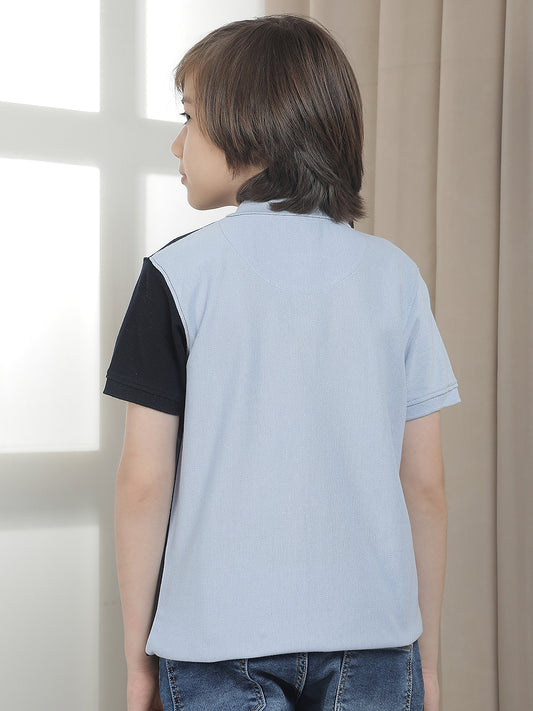 Casual T-Shirt for Boys l Breathable & Soft with Color Fastness Regular Fit Polo Neck Polycotton Fabric Striped Pattern