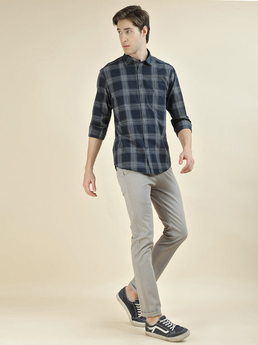 Casual Trousers for Men l Breathable & Soft with Color Fastness Regular Fit Cotton Blend Fabric Solid Pattern