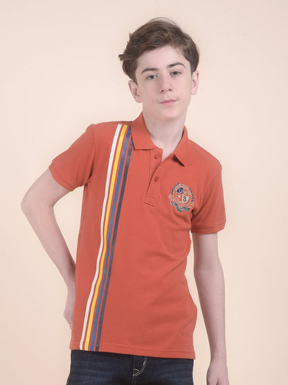 Casual T-Shirt for Boys l Breathable & Soft with Color Fastness Regular Fit Polo Neck Polycotton Fabric Printed Pattern