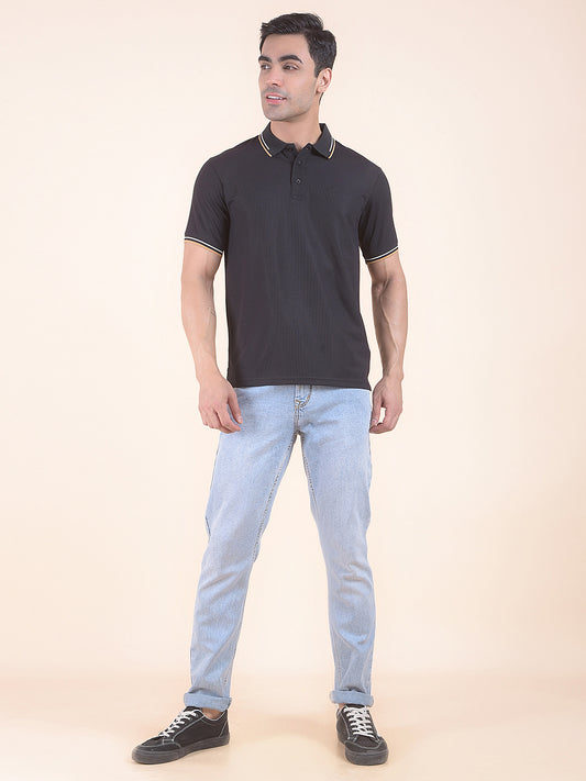 T-Shirt for Men | Breathable & Soft with Color Fastness Regular Fit Polo Neck Nylon Fabric Solid Pattern
