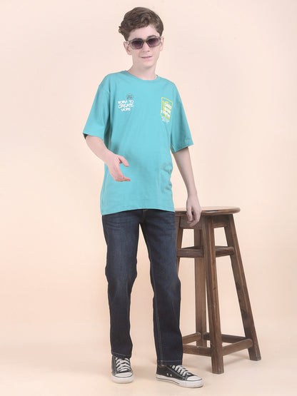Casual T-Shirt for Boys l Breathable & Soft with Color Fastness Regular Fit Round Neck Polycotton Fabric Printed Pattern