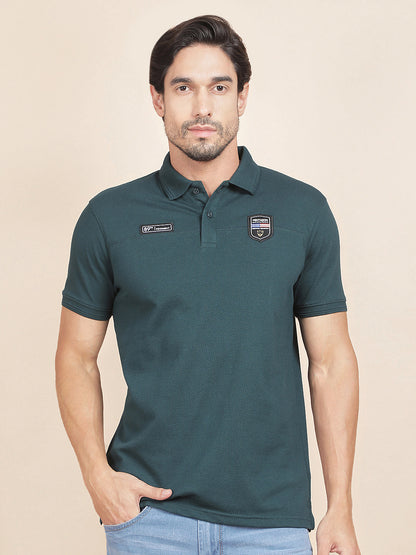T-Shirt for Men | Breathable & Soft with Color Fastness Regular Fit Polo Neck Poly Cotton Fabric Solid Pattern