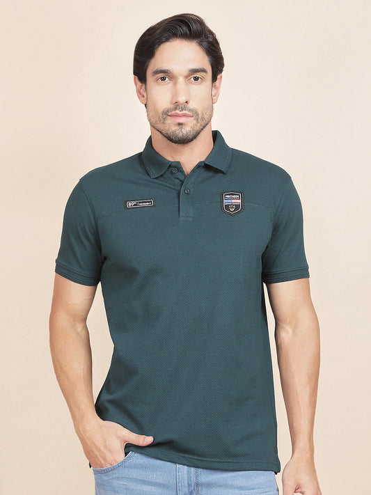 T-Shirt for Men | Breathable & Soft with Color Fastness Regular Fit Polo Neck Poly Cotton Fabric Solid Pattern