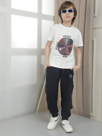 Casual Trackpant for Boys l Breathable & Soft with Color Fastness Regular Fit Fleece Fabric Printed Pattern Drawstring Closure
