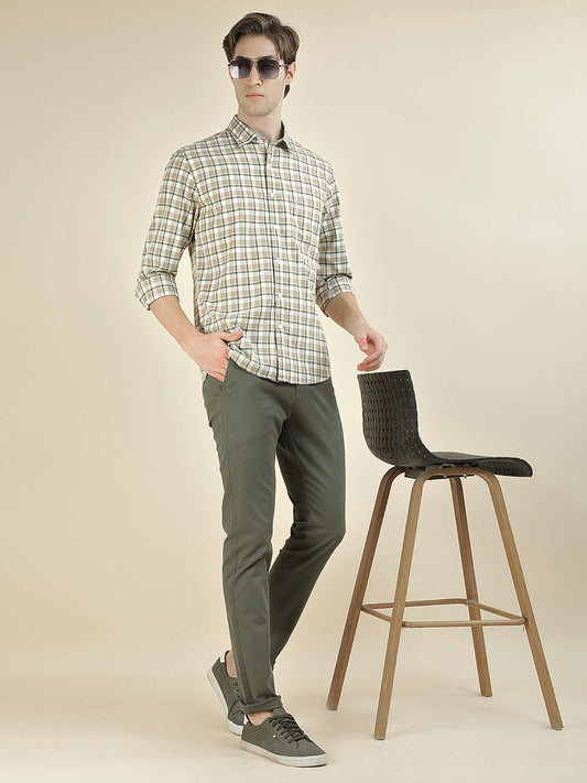 Casual Trousers for Men l Breathable & Soft with Color Fastness Regular Fit Cotton Blend Fabric Solid Pattern