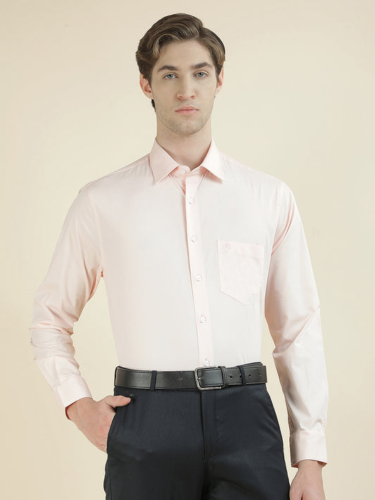 Formal Shirt for Men l Breathable & Soft with Color Fastness Slim Fit Cotton Blend Fabric Solid Pattern