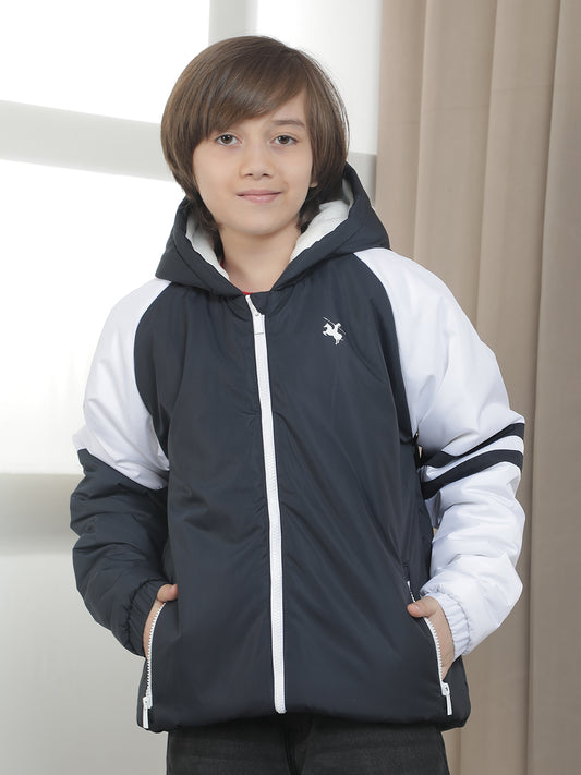 Casual Jacket for Boys l Breathable & Soft with Color Fastness Regular Fit Hooded Neck Nylon Fabric ColourBlock Pattern