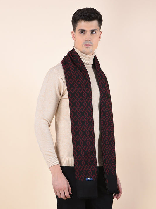 Men Maroon Printed Winter Warm Casual Muffler