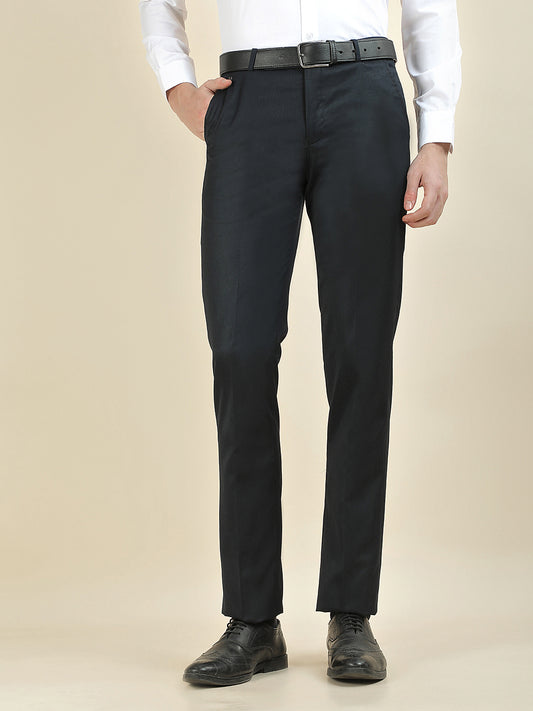 Formal Trouser for Men | Breathable & Soft with Color Fastness Regular Fit Cotton Blend Fabric Solid Pattern Hook & Bar Closure