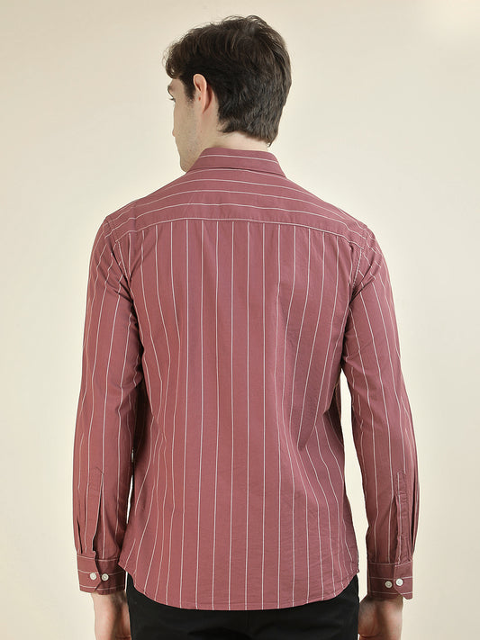 Casual Shirt for Men l Breathable & Soft with Color Fastness Slim Fit Pure Cotton Fabric Striped Pattern