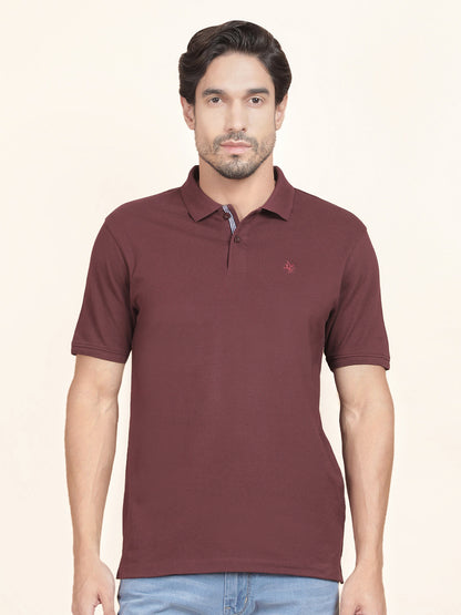 T-Shirt for Men | Breathable & Soft with Color Fastness Regular Fit Polo Neck Poly Cotton Fabric Solid Pattern