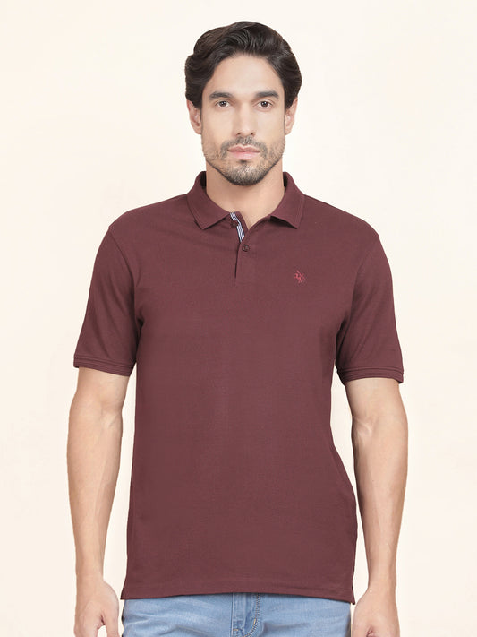 T-Shirt for Men | Breathable & Soft with Color Fastness Regular Fit Polo Neck Poly Cotton Fabric Solid Pattern