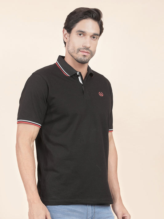 T-Shirt for Men | Breathable & Soft with Color Fastness Regular Fit Polo Neck Poly Cotton Fabric Solid Pattern