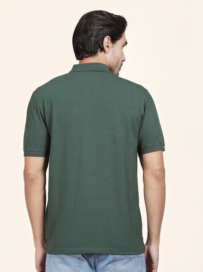 T-Shirt for Men | Breathable & Soft with Color Fastness Regular Fit Polo Neck Poly Cotton Fabric Solid Pattern
