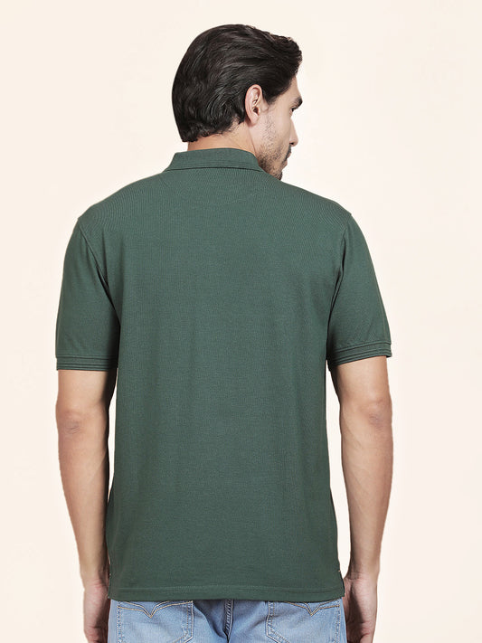 T-Shirt for Men | Breathable & Soft with Color Fastness Regular Fit Polo Neck Poly Cotton Fabric Solid Pattern