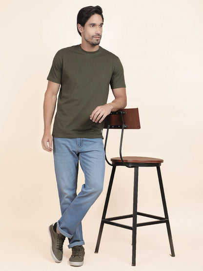 T-Shirt for Men | Breathable & Soft with Color Fastness Regular Fit Round Neck Poly Cotton Fabric Solid Pattern