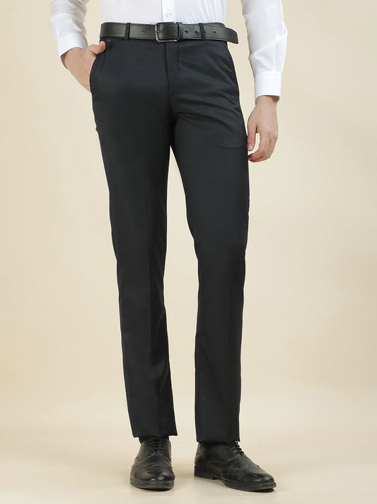 Formal Trouser for Men | Breathable & Soft with Color Fastness Regular Fit Cotton Blend Fabric Solid Pattern Hook & Bar Closure