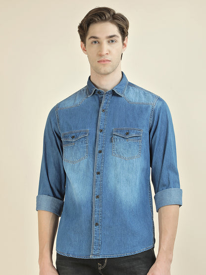 Casual Shirt for Men l Breathable & Soft with Color Fastness Slim Fit Pure Cotton Fabric Washed Pattern