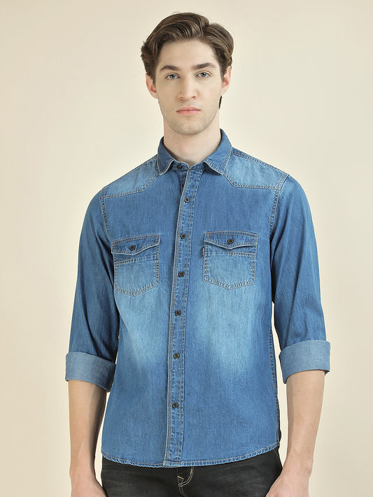 Casual Shirt for Men l Breathable & Soft with Color Fastness Slim Fit Pure Cotton Fabric Washed Pattern