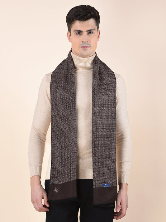 Men Brown Printed Winter Warm Casual Muffler