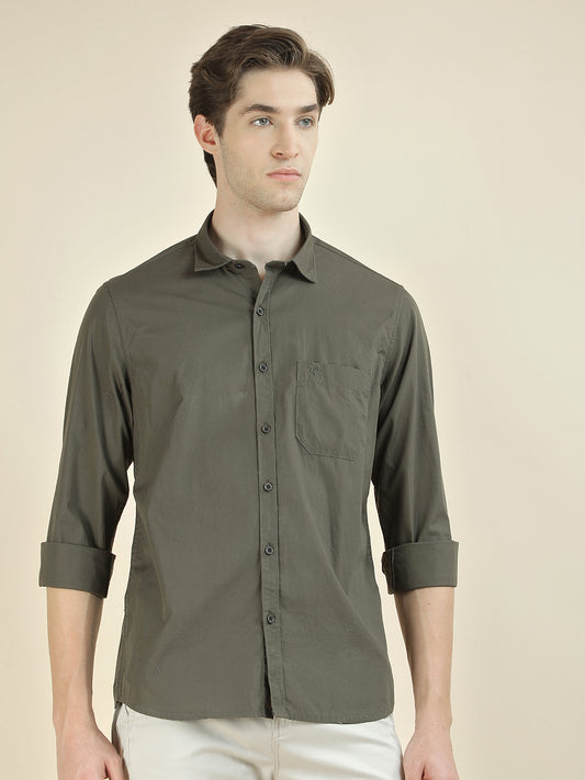Casual Shirt for Men l Breathable & Soft with Color Fastness Slim Fit Pure Cotton Fabric Solid Pattern