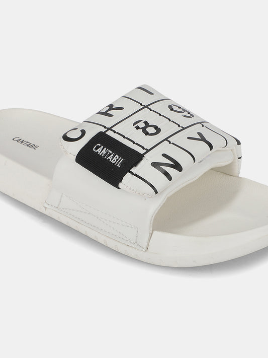 Men's White Colourblock Sliders