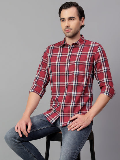 Casual Shirt for Men | Breathable & Soft with Color Fastness Regular Fit Spread Collar Neck Cotton Fabric Checkered Pattern