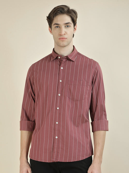 Casual Shirt for Men l Breathable & Soft with Color Fastness Slim Fit Pure Cotton Fabric Striped Pattern