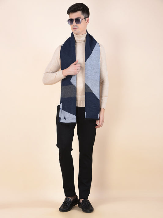 Men Navy Checkered Winter Warm Casual Muffler