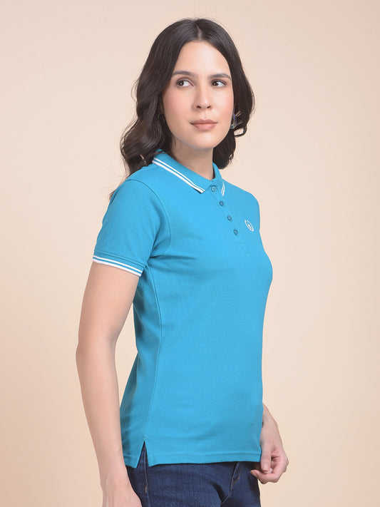 T-Shirt for Women | Breathable & Soft with Color Fastness Regular Fit Polo Neck Poly Cotton Fabric Solid Pattern