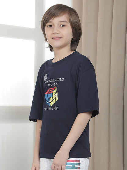 Casual T-Shirt for Boys l Breathable & Soft with Color Fastness Regular Fit Round Neck Polycotton Fabric Printed Pattern