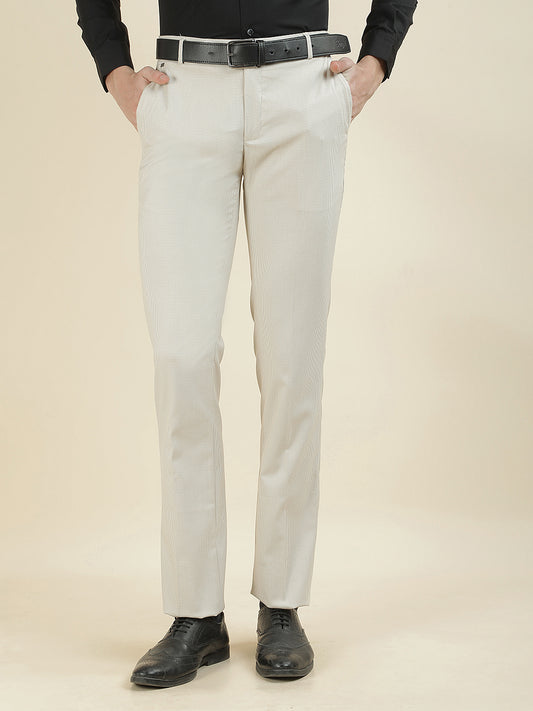 Formal Trouser for Men | Breathable & Soft with Color Fastness Regular Fit Cotton Blend Fabric Checkered Pattern Hook & Bar Closure