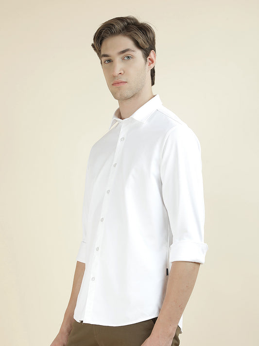 Casual Shirt for Men l Breathable & Soft with Color Fastness Slim Fit Polyester Fabric Self Design Pattern