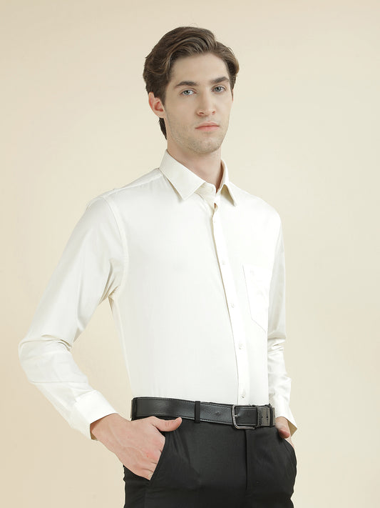 Formal Shirt for Men l Breathable & Soft with Color Fastness Slim Fit Cotton Blend Fabric Solid Pattern