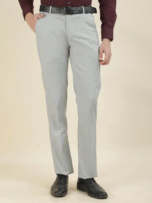 Formal Trouser for Men | Breathable & Soft with Color Fastness Regular Fit Cotton Blend Fabric Checkered Pattern Hook & Bar Closure