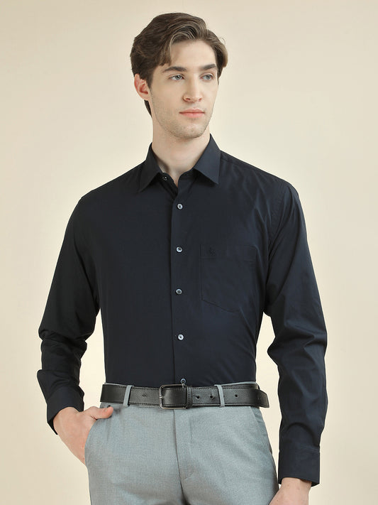 Formal Shirt for Men l Breathable & Soft with Color Fastness Slim Fit Cotton Blend Fabric Solid Pattern