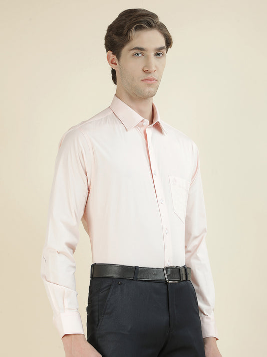 Formal Shirt for Men l Breathable & Soft with Color Fastness Slim Fit Cotton Blend Fabric Solid Pattern