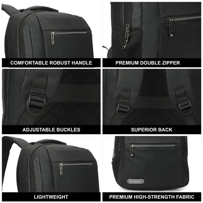 12 Litre Laptop Backpack Upto 18 inchs Laptop for School, Office, College & Travel Bag for Men and Women (Black) | 3 Compartments, Side Pocket, Padded Shoulder Strap, Smooth-Glide Zippers
