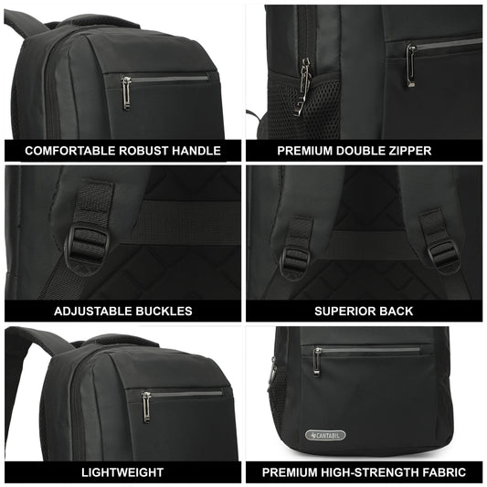 12 Litre Laptop Backpack Upto 18 inchs Laptop for School, Office, College & Travel Bag for Men and Women (Black) | 3 Compartments, Side Pocket, Padded Shoulder Strap, Smooth-Glide Zippers