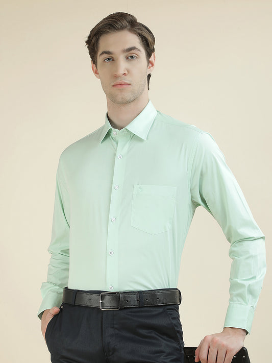 Formal Shirt for Men l Breathable & Soft with Color Fastness Slim Fit Cotton Blend Fabric Solid Pattern