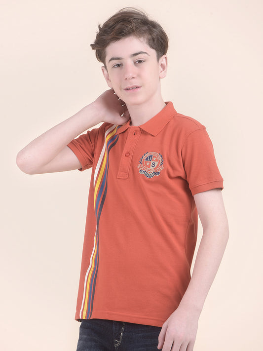 Casual T-Shirt for Boys l Breathable & Soft with Color Fastness Regular Fit Polo Neck Polycotton Fabric Printed Pattern