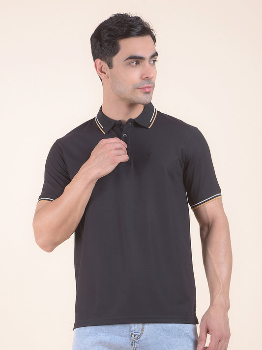 T-Shirt for Men | Breathable & Soft with Color Fastness Regular Fit Polo Neck Nylon Fabric Solid Pattern