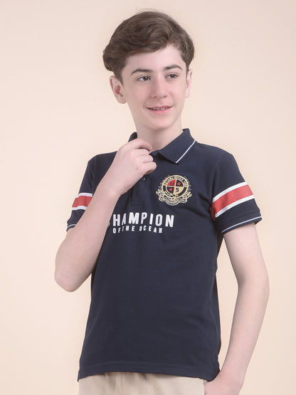 Casual T-Shirt for Boys l Breathable & Soft with Color Fastness Regular Fit Polo Neck Polycotton Fabric Printed Pattern