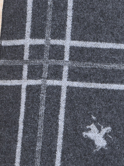 Men Grey Checkered Winter Warm Casual Muffler