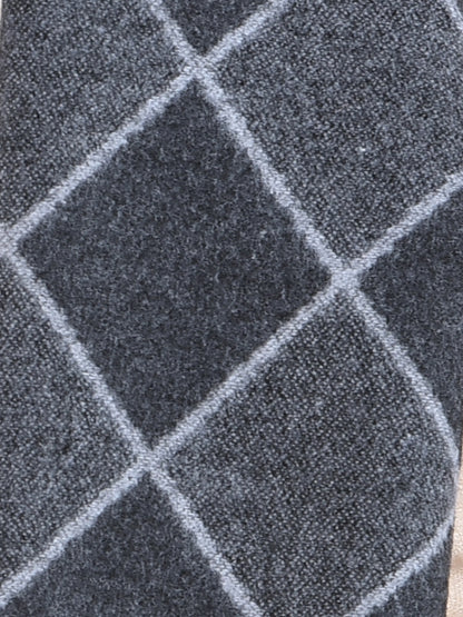 Men Dark Grey Checkered Winter Warm Casual Muffler