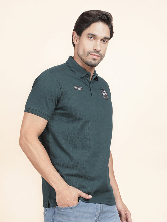 T-Shirt for Men | Breathable & Soft with Color Fastness Regular Fit Polo Neck Poly Cotton Fabric Solid Pattern