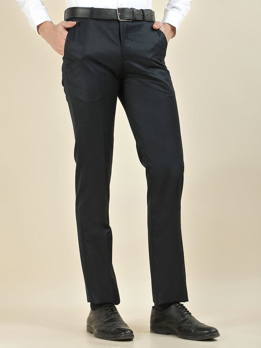 Formal Trouser for Men | Breathable & Soft with Color Fastness Regular Fit Cotton Blend Fabric Solid Pattern Hook & Bar Closure
