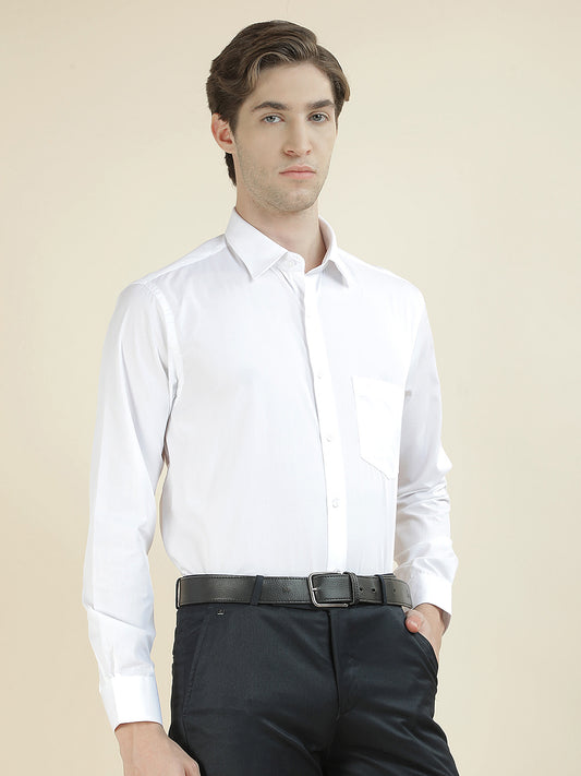 Formal Shirt for Men l Breathable & Soft with Color Fastness Regular Fit Cotton Blend Fabric Solid Pattern